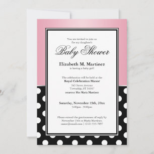 Invitation à une douche de bébé rose noire