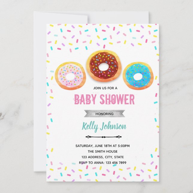 Invitation à une douche de donuts (Devant)