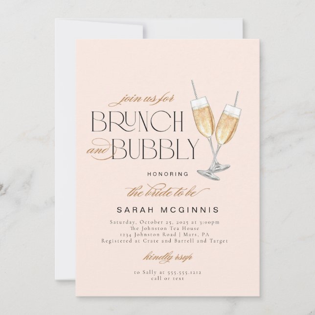 Invitation à une douche de prosecco et de champagn (Devant)