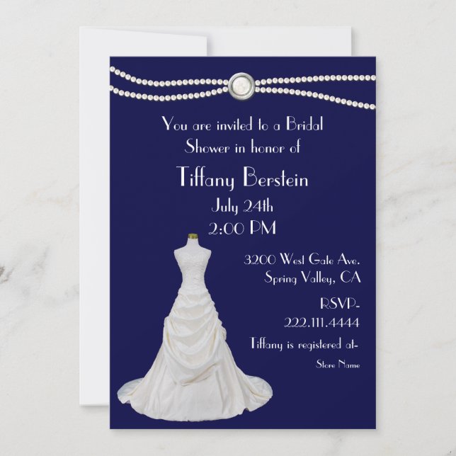 Invitation à une douche nuptiale avec habillage Ma (Devant)