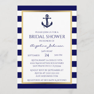 Invitation à une douche nuptiale bleue/blanche de 