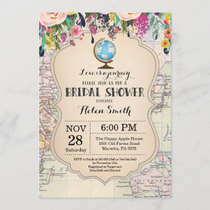 Invitation à une douche nuptiale de voyage
