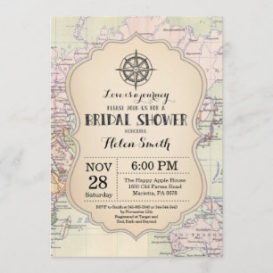 Invitation à une douche nuptiale de voyage