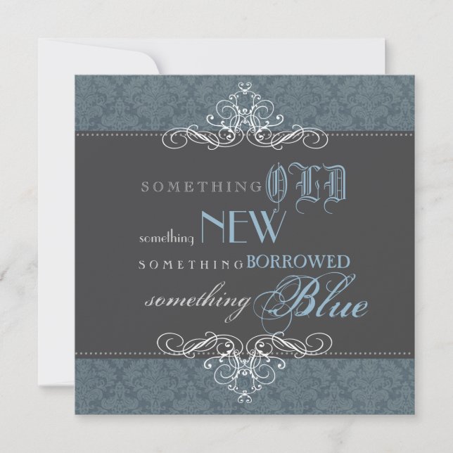 Invitation à une douche nuptiale élégante en bleu (Devant)
