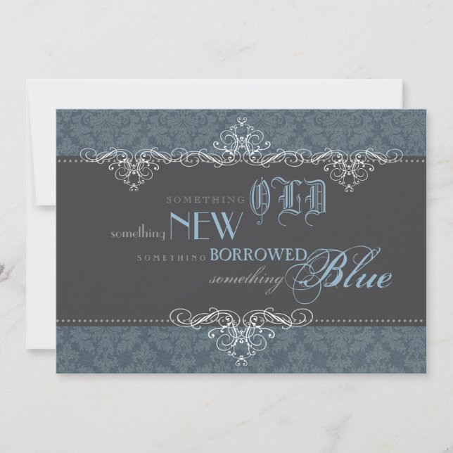 Invitation à une douche nuptiale élégante en bleu (Devant)