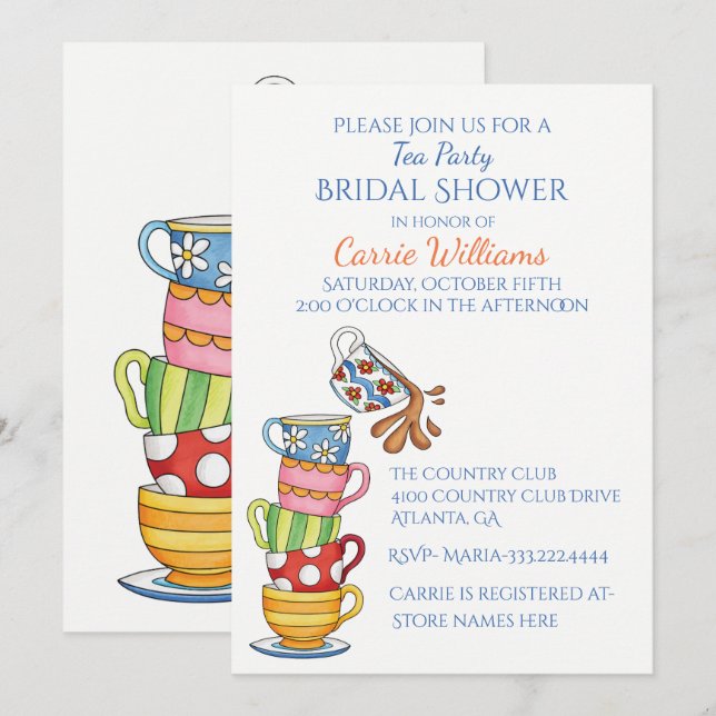 Invitation à une douche nuptiale pour des tasses d (Devant / Derrière)