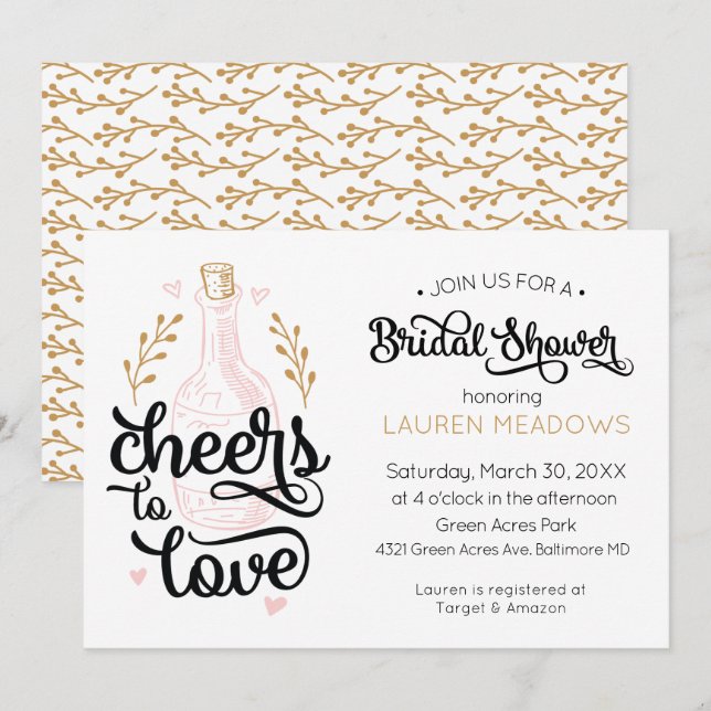 Invitation à une douche nuptiale pour les amateurs (Devant / Derrière)