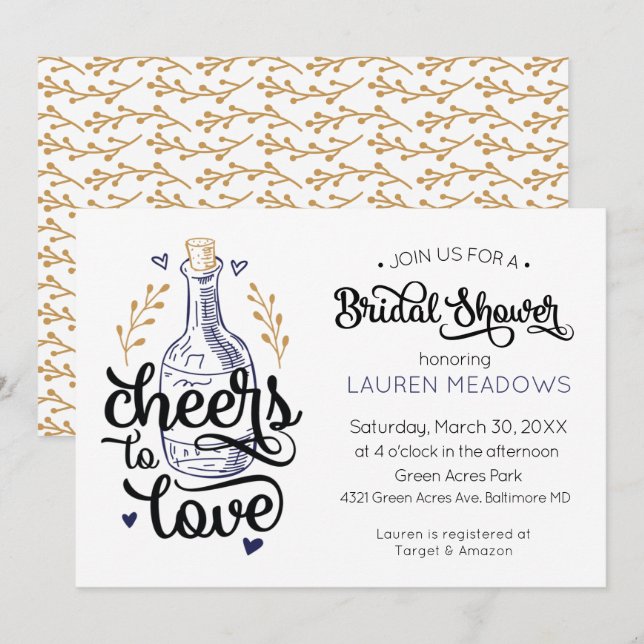 Invitation à une douche nuptiale pour les amateurs (Devant / Derrière)