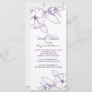 Invitation à une douche nuptiale pourpre en fleurs
