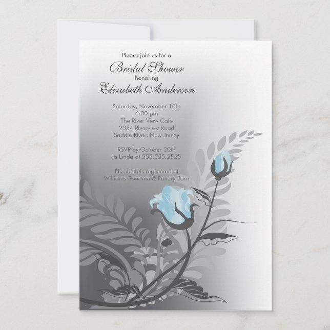 Invitation à une douche nuptiale Rose Bleu (Devant)