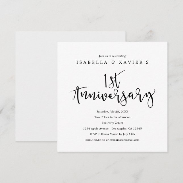 Invitation à une fête | 1er anniversaire (Devant / Derrière)