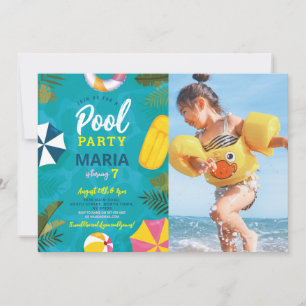 Invitation à une fête à la piscine d'anniversaire