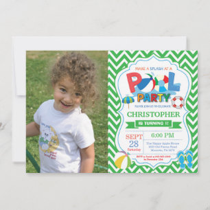 Invitation à une fête à la piscine Garçon Splash v