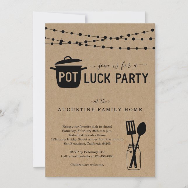 Invitation à une fête à potluck (Devant)
