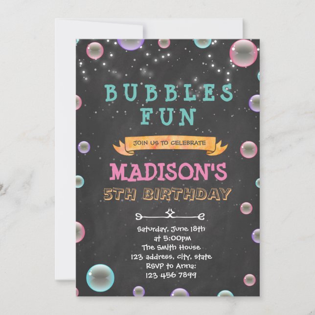 Invitation à une fête amusante à bulles (Devant)