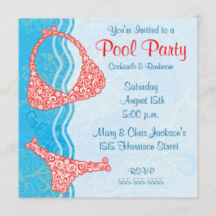 Invitation à une fête au bord de la piscine