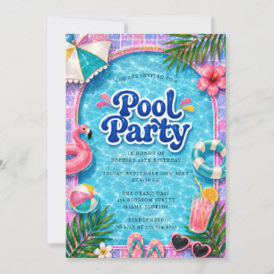 Invitation à une fête au bord de la piscine - Anni
