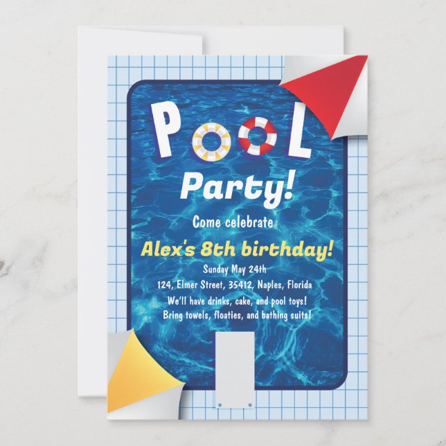 Invitation à une fête au bord de la piscine avec d (Devant)