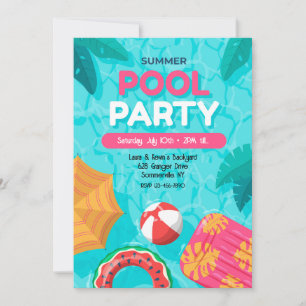 Invitation à une fête au bord de la piscine en été