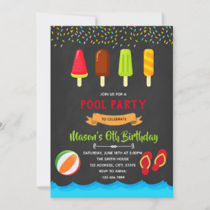 Invitation à une fête au bord de la piscine et à l