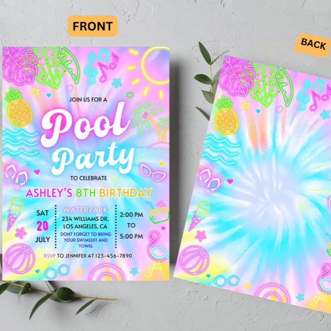 Invitation à une fête au bord de la piscine, Fête  (Créateur téléchargé)
