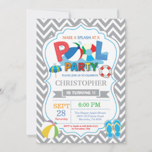 Invitation à une fête au bord de la piscine Garçon