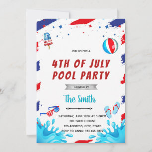 invitation à une fête au bord de la piscine le 4 j