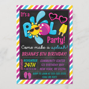 Invitation à une fête au bord de la piscine pour u