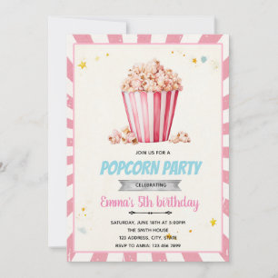 Invitation à une fête au popcorn rose
