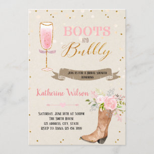Invitation à une fête avec bottes et champagne