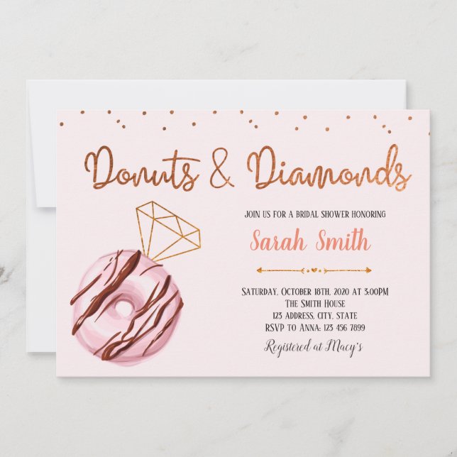 Invitation à une fête avec donut et diamant (Devant)