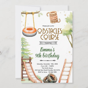 Invitation à une fête avec parcours d'obstacles po