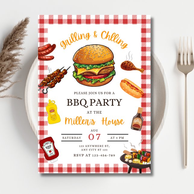 Invitation À Une Fête BBQ, Jardin Barbecue Grill A (Créateur téléchargé)