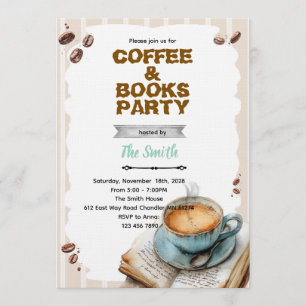 Invitation à une fête café et livre