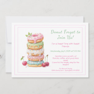 Invitation à une fête colorée de donuts sucrés
