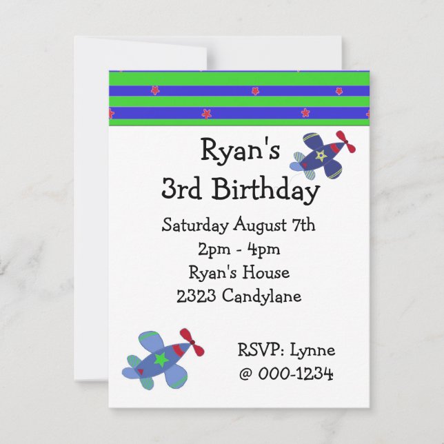 Invitation à une fête d'anniversaire (Devant)