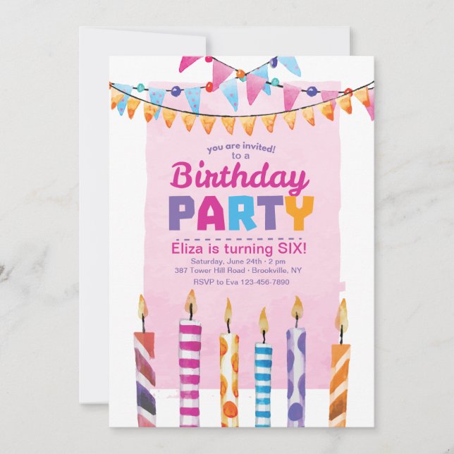 Invitation à une fête d'anniversaire (Devant)