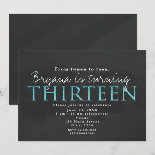 Invitation à une fête d'anniversaire 13 ans Grey &