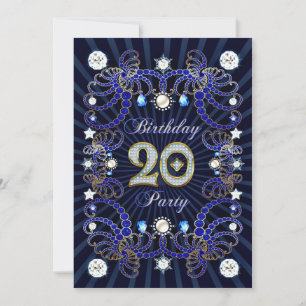 Invitation à une fête d'anniversaire 20 ans avec d