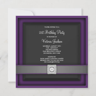 Invitation à une fête d'anniversaire 21 ans violet