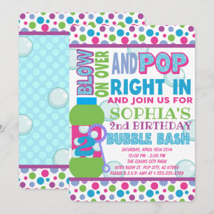 Invitation à une fête d'anniversaire à bulles - Fê