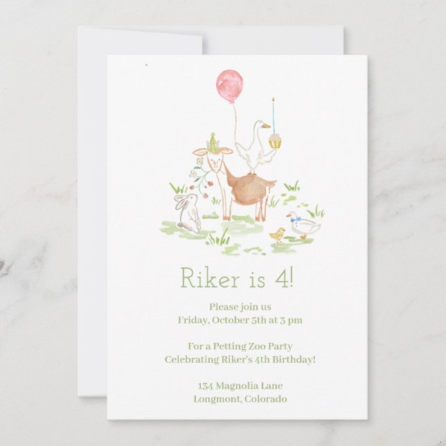Invitation à une fête d'anniversaire à la ferme av (Devant)