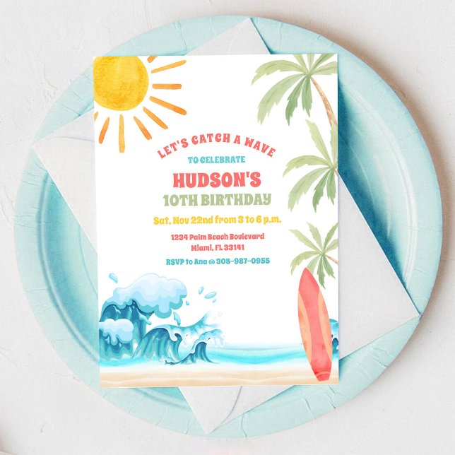 Invitation à une fête d'anniversaire à la plage (Créateur téléchargé)