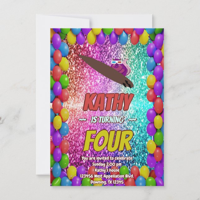 Invitation à une fête d'anniversaire amusante avec (Devant)