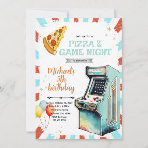 Invitation à une fête d'anniversaire arcade et piz