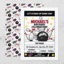 Invitation à une fête d'anniversaire au bowling
