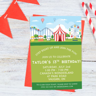 Invitation à une fête d'anniversaire au parc d'att