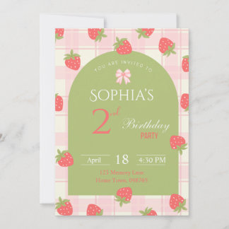Invitation à une fête d'anniversaire aux fraises