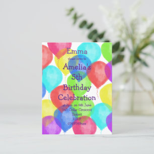 Invitation à une fête d'anniversaire avec des ball