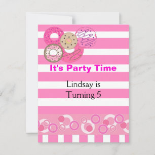 Invitation à une fête d'anniversaire avec donut ro